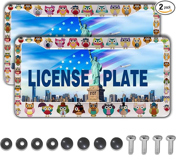 License Plate Frames for Women Multicolor License Plate Frame for Men Cute Owl by Unknown