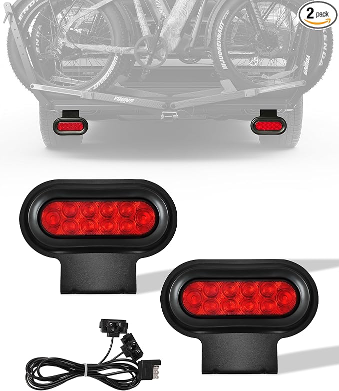 Young Bike Rack Brake Light & Plate Kit, 6 Inch 10LEDs Oval Red LED Tail Light by YoungElectric