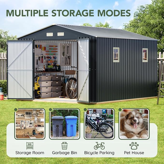 10x10 FT Outdoor Metal Storage Shed - Image 4