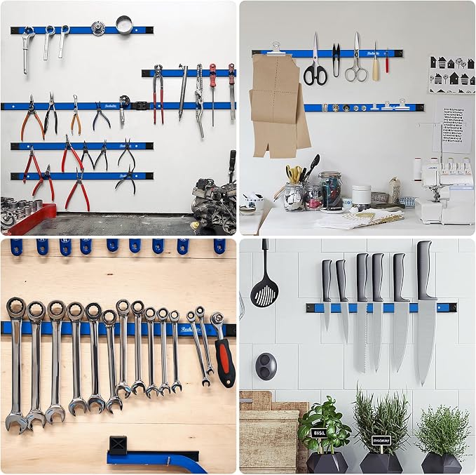 4 Pieces 12" Magnetic Tool Holder Strip, Metal Tool Organizer Rack - Image 6