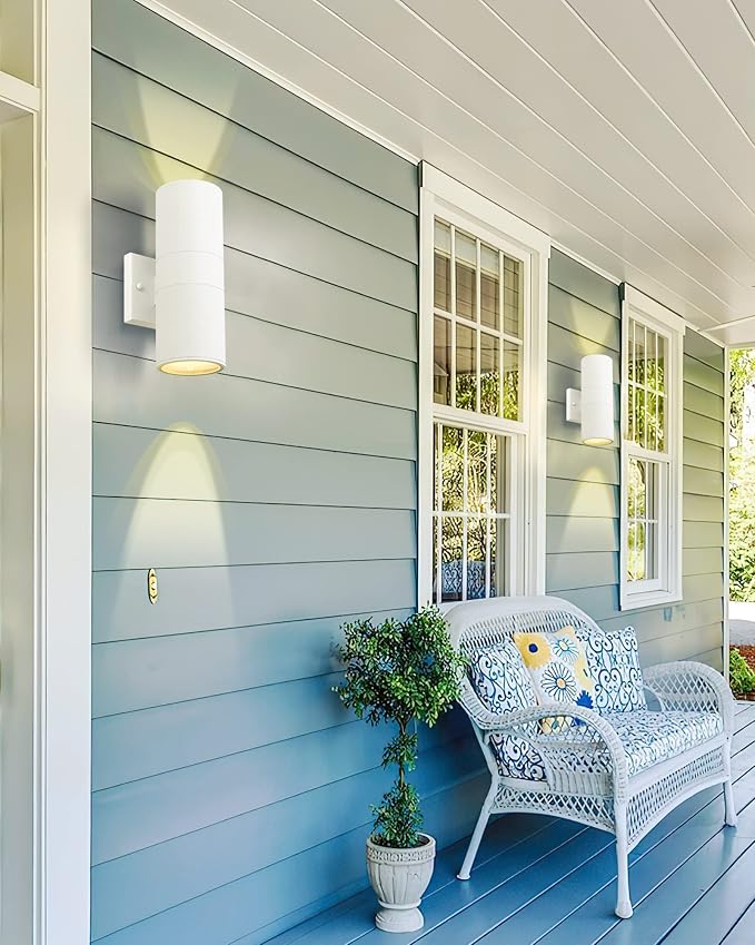 Ken & Ricky White Outdoor Wall Lights, Exterior Sconces Wall Lighting - Image 5