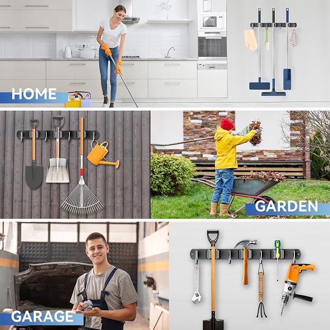 ZONGOOL Mop and Broom Holder Wall Mount, Broom Organizer Mop and Broom Storage - Image 7