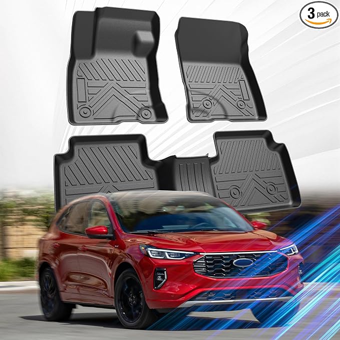 Car Floor Mats for Ford Escape 2020-2024 2025 Accessories, TPE All Weather by SSESS