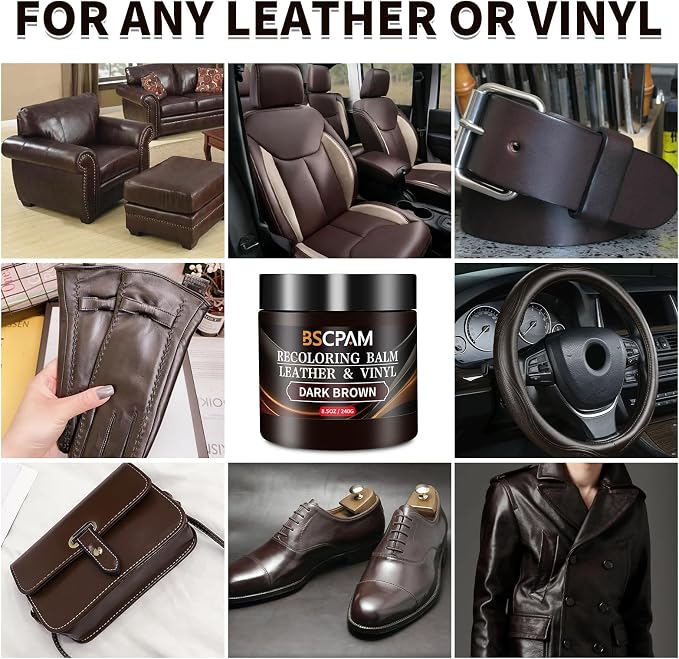Dark Brown Leather Recoloring Balm, Leather Couch Scratch/Stain Remover - Image 2