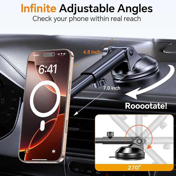 for MagSafe Car Mount【 Windshield + Vent + Dash 】 Magnetic Phone Holder - Image 7