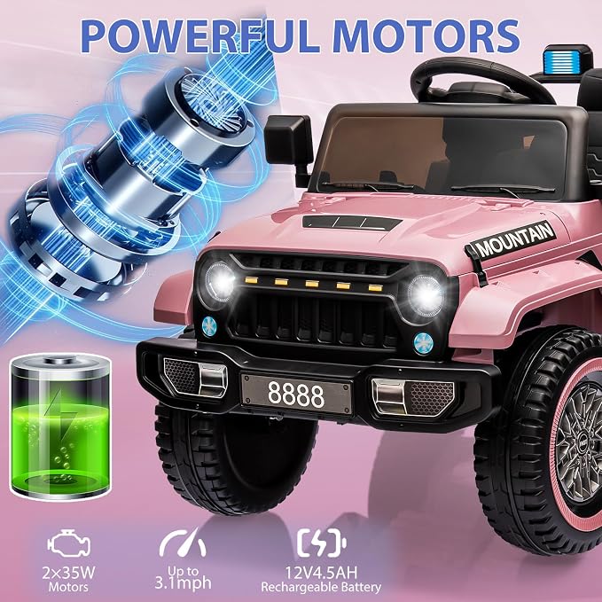 12V Kids Ride On Truck Car, Battery Powered Electric Vehicles - Image 3