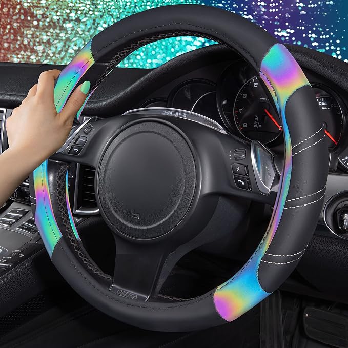CAR PASS Line Rider Microfiber 15.5-16 Inch Leather Sporty Steering Wheel Cover - Image 5