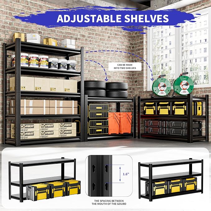 Garage Shelving, 5 Tier 72"X47.2"X23.6"Inches, Storage Shelves Heavy Duty - Image 5