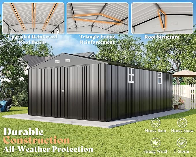 AMERLIFE 13.2x21x8 FT Outdoor Metal Garage Shed, Extra Large Storage Shed - Image 7