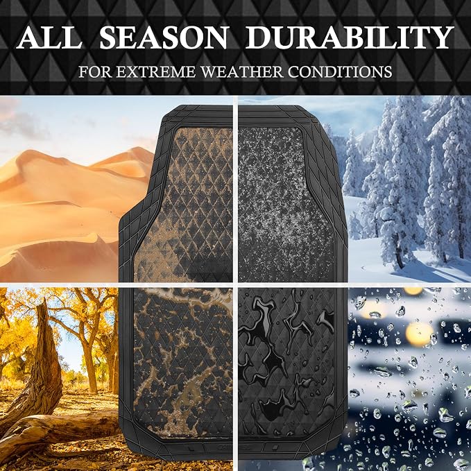 CAR PASS Black Rubber Car Floor Mats & Cargo Liners, Durable Anti-Slip 3D - Image 6