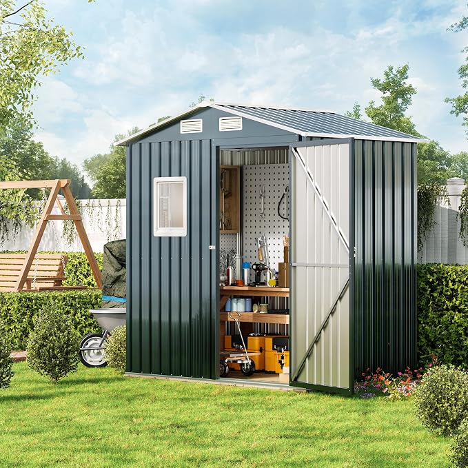 6X4X6.5 FT Compact Vertical Outdoor Steel Storage Shed - Image 6
