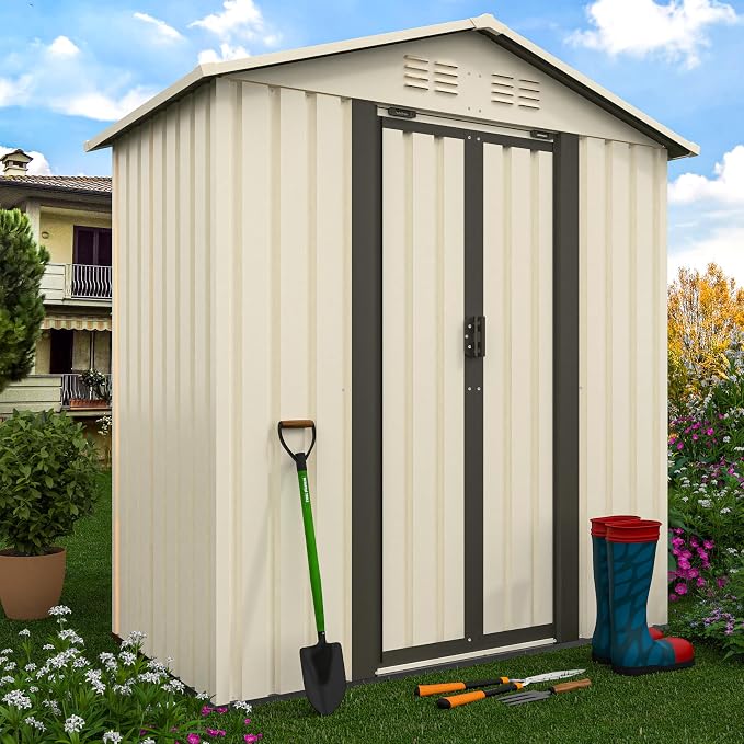 5X3 FT Outdoor Storage Shed, Waterproof Metal Garden Sheds w/Lockable Sliding - Image 3