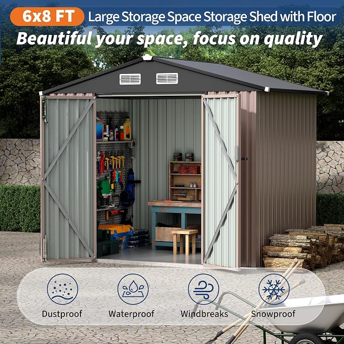 6x8x6.4 FT Outdoor Storage Sheds - Image 4