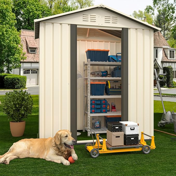 5X3 FT Outdoor Storage Shed, Waterproof Metal Garden Sheds w/Lockable Sliding - Image 5