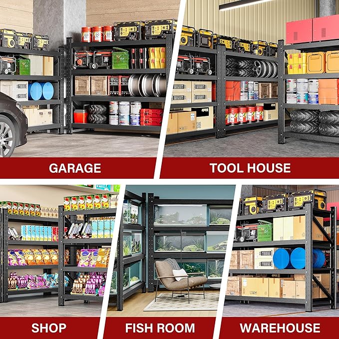 48" Wide Heavy Duty Garage Shelving Units, 3000LBS 24 Deep Storage Shelves - Image 5