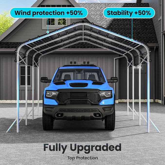 10x15' Heavy Duty Metal Carport – Sturdy Structure, All-Weather Protection - Image 7