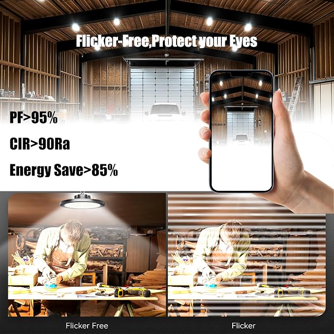 8Pack 250W UFO LED High Bay Light, 30000lm 6000K Daylight 2500W Equivalent - Image 6