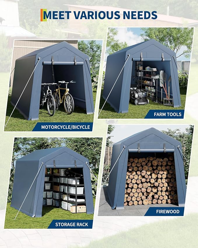 10x15FT Outdoor Storage Shed, Portable Carport - Image 6