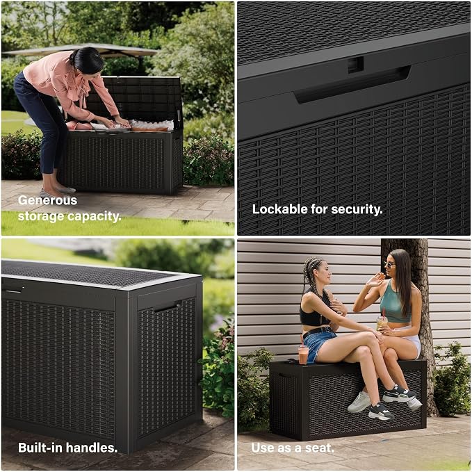 200 Gallon Resin Deck Box, Waterproof Outdoor Storage Bin - Image 6