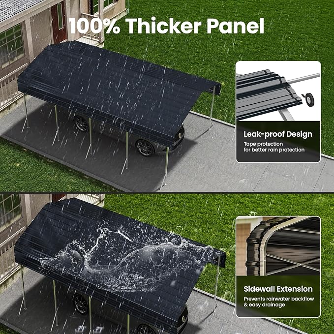 12x20ft Heavy Duty Metal Carport – Outdoor Galvanized Garage, Sturdy Structure - Image 3