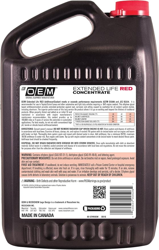 Recochem OEM 86-374ROEM-4PK Red Premium Antifreeze Concentrate Extended Life RED - Image 2