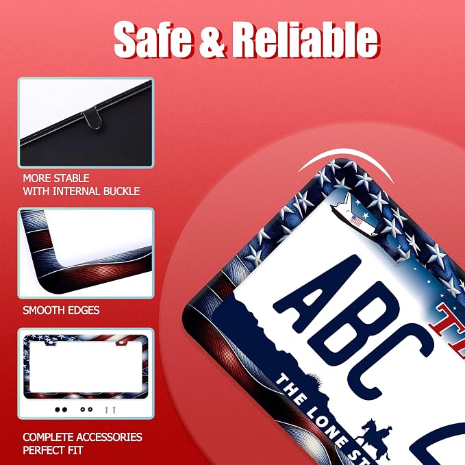 Vintage American Flag License Plate Frame Patriotic License Plate Holder Cars - Image 2