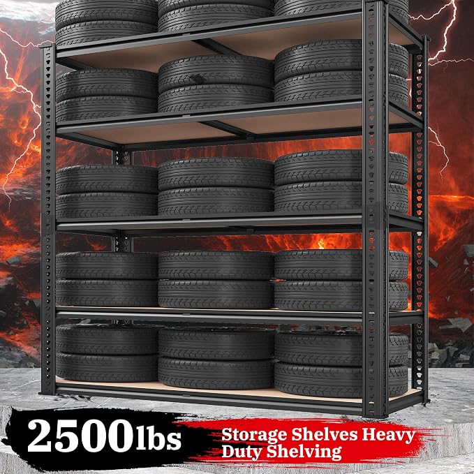 REIBII 40" W Garage Shelving 2500LBS Storage Shelves 72" H Metal Shelving 5 - Image 3