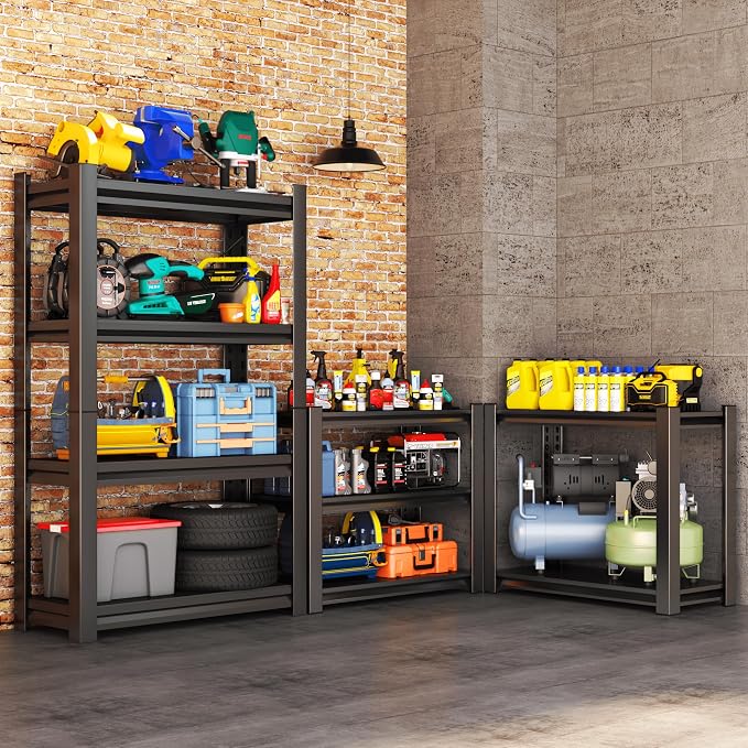 Metal Garage Shelving Unit, Heavy Duty 4-Tier Adjustable Storage Shelf - Image 2