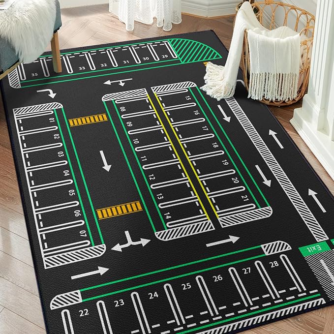Play Rug for Playroom 59"x39" Traffic System Playmat Car Rugs for Toy Boys by Isyorefam
