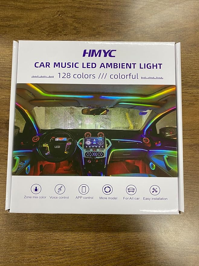 Dreamcolor Acrylic Interior Car Lights, 2 Piece 43.3inch/110cm 128 Colorful Car - Image 9