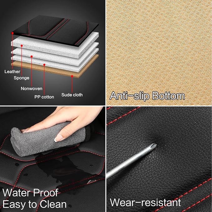 Pariitadin Leather Car Seat Covers Full Set, Waterproof Faux Leather Seat Covers - Image 6