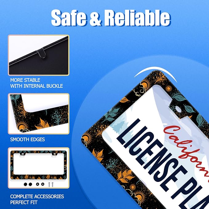 Galaxy License Plate Frame Colorful Starry Sky License Plate Stainless Steel - Image 2