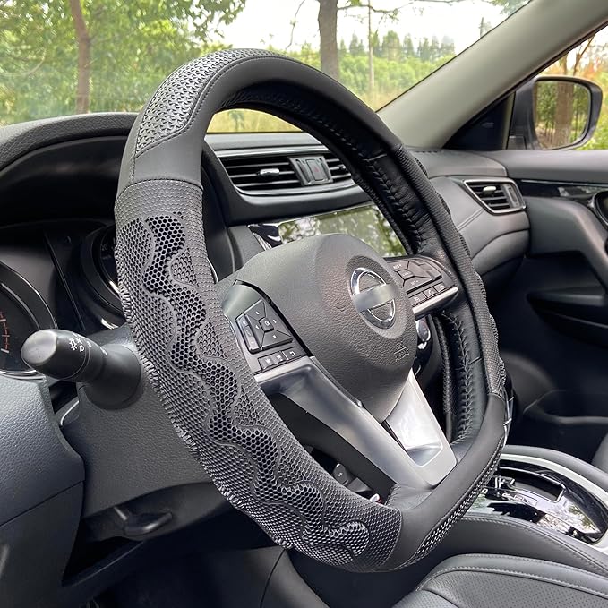 PINCTROT D Shaped 14.5-15 Inch Steering Wheel Cover Great Grip by PINCTROT