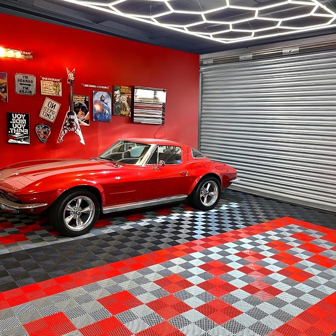 25PCS|15.7"x15.7" Garage Flooring Tiles, Non-Slip Interlocking Plastic Garage - Image 9