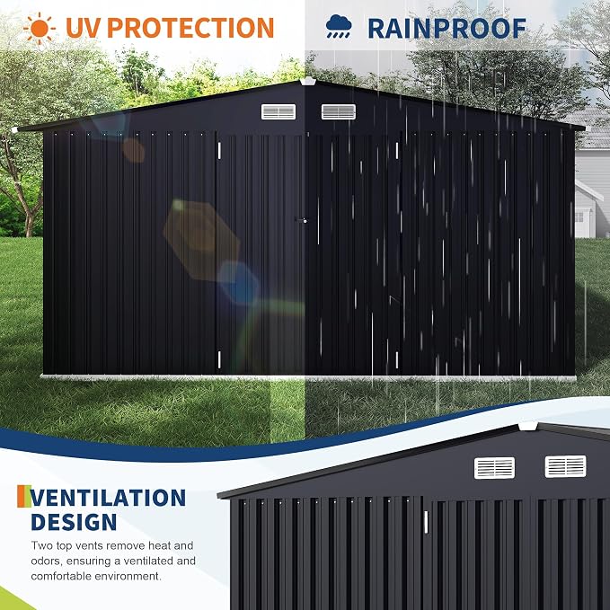 8x10 FT Metal Storage Sheds Outdoor, MetalTool Shed - Image 4