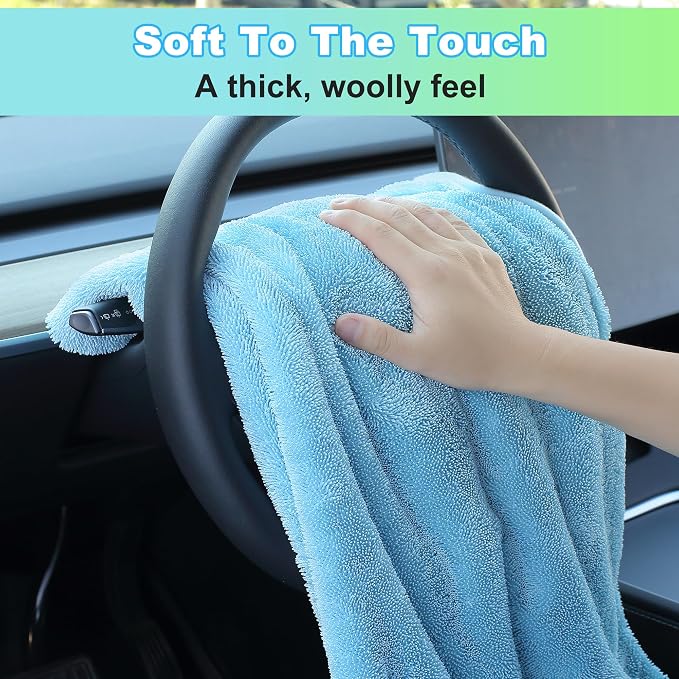JOYMOOP Microfiber Towels for Cars, 3 Pack 35.4" x 23.6" Car Drying Towel - Image 5