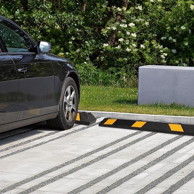 Pack of 2-72" Parking Stoppers for Garage, Heavy Duty Rubber Parking Curb - Image 2
