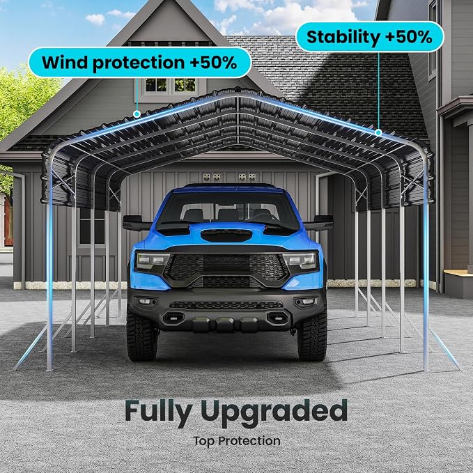 12x20' Heavy Duty Metal Carport – Sturdy Structure, All-Weather Protection - Image 7