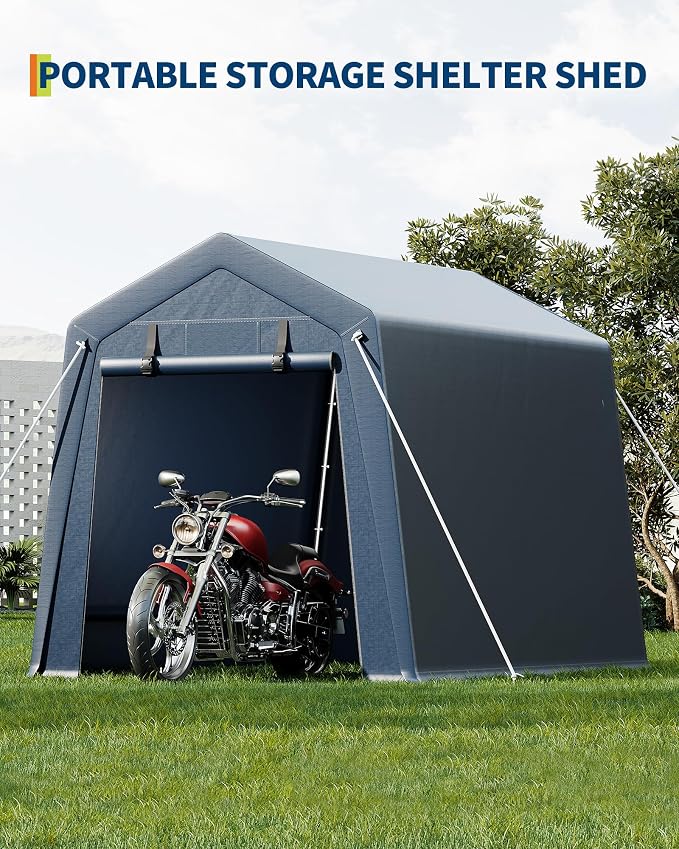 6x8 FT Outdoor Storage Shed, Portable Carport - Image 7