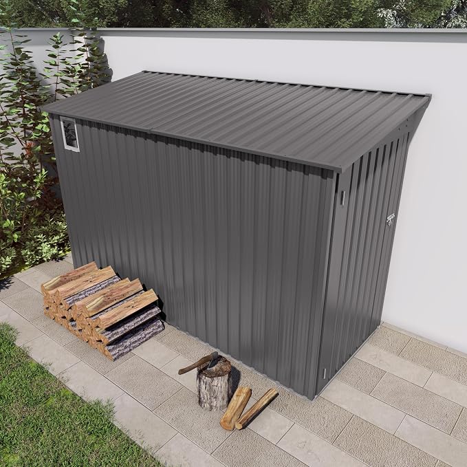Lean to Storage Shed 4 x 9 FT Outdoor Metal Wall Storage Shed & Garden Storage - Image 8