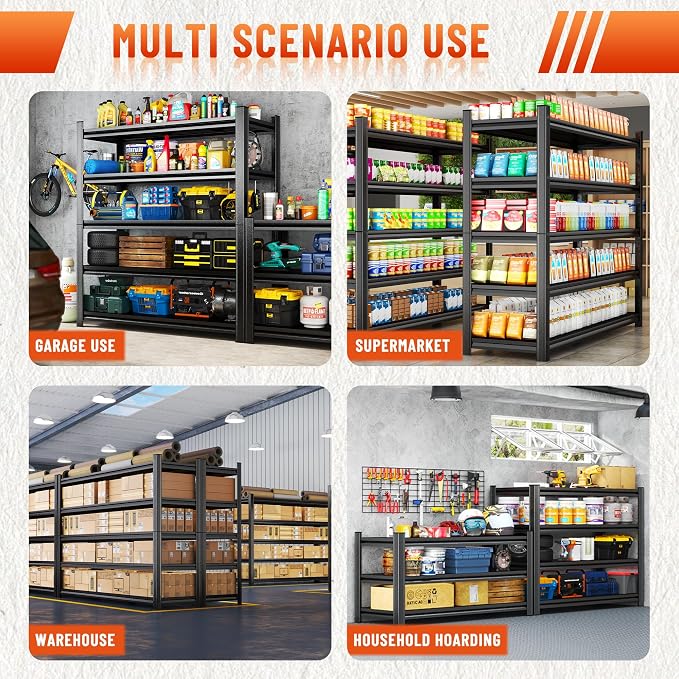 63''H Heavy Duty Metal Shelving Unit, 2000 lbs Total Capacity, Dual-Layer Column - Image 9