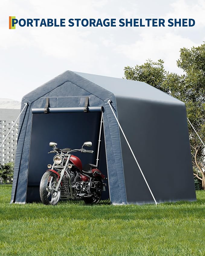 6x6 FT Outdoor Storage Shed, Portable Carport - Image 7