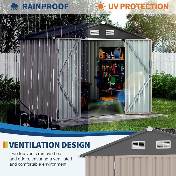 6x8x6.4 FT Outdoor Storage Sheds - Image 5