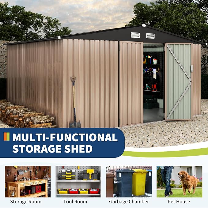 10x12 FT Metal Storage Sheds Outdoor - Image 3
