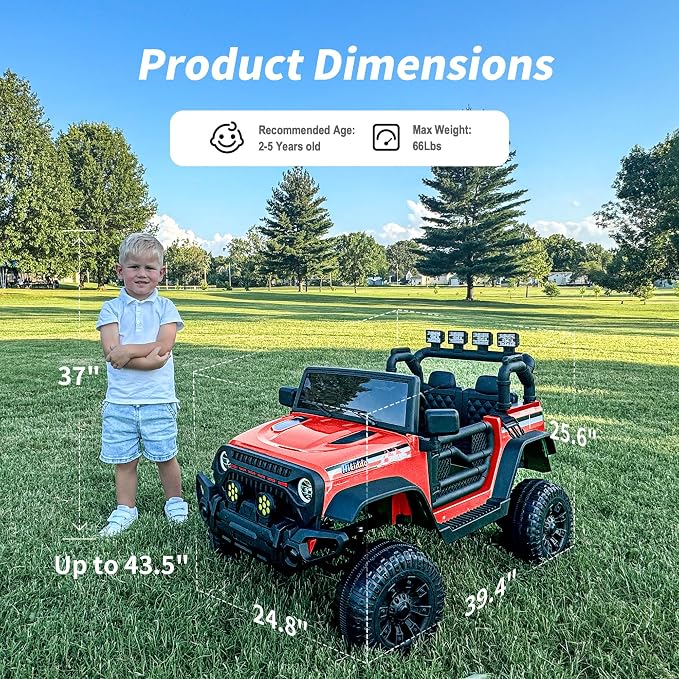 4WD Kids Ride on Car Truck, 12V 7Ah Kids Electric Vehicles Car Ride on Toy - Image 3