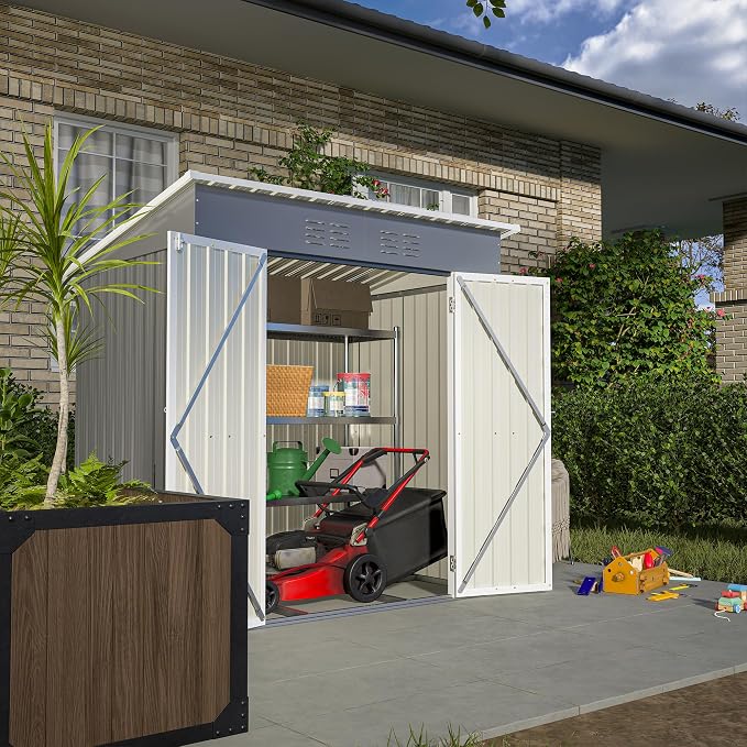 6 x 4 FT Outdoor Storage Metal Shed, Bike Garden Tool Shed - Image 2