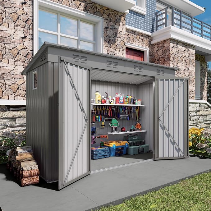 9x4 FT Lean to Shed with Window, Metal Sheds & Outdoor Storage with 6 Vents and by Zolyndo