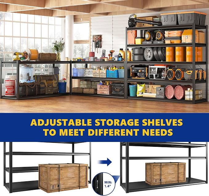 REIBII Garage Shelving 48.2" W Storage Shelves 3000LBS Metal Shelving Heavy - Image 5
