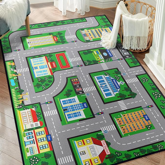Fun Car Play Area Carpet Car Mat 3x4 Play Rug by Isyorefam