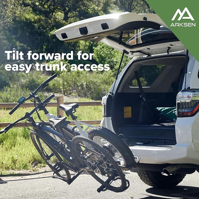 Arksen 2" Hitch Mounted Foldable Rack Quick Release Handle Smart Tilting 2-Bike - Image 5